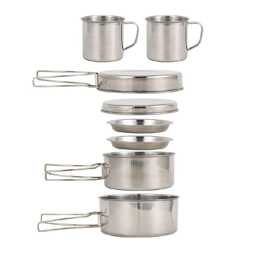 Camping Cooking Utensils Storage - 8pcs/Set Camping Cookware Mess Kit Stainless
