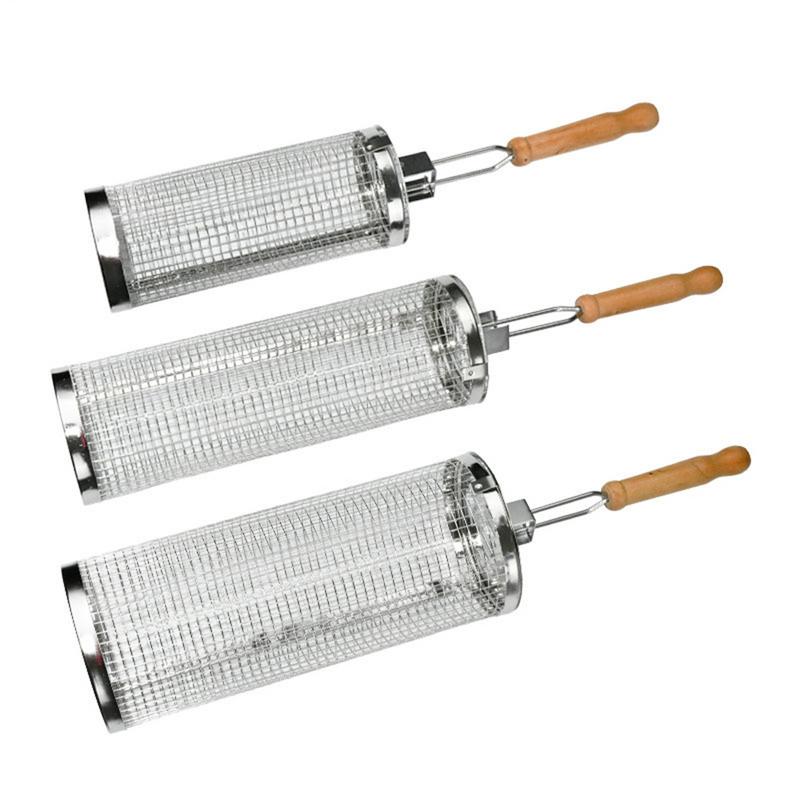 Camping Cooking Cylinder - 1pc Stainless Steel Rotating BBQ Cage