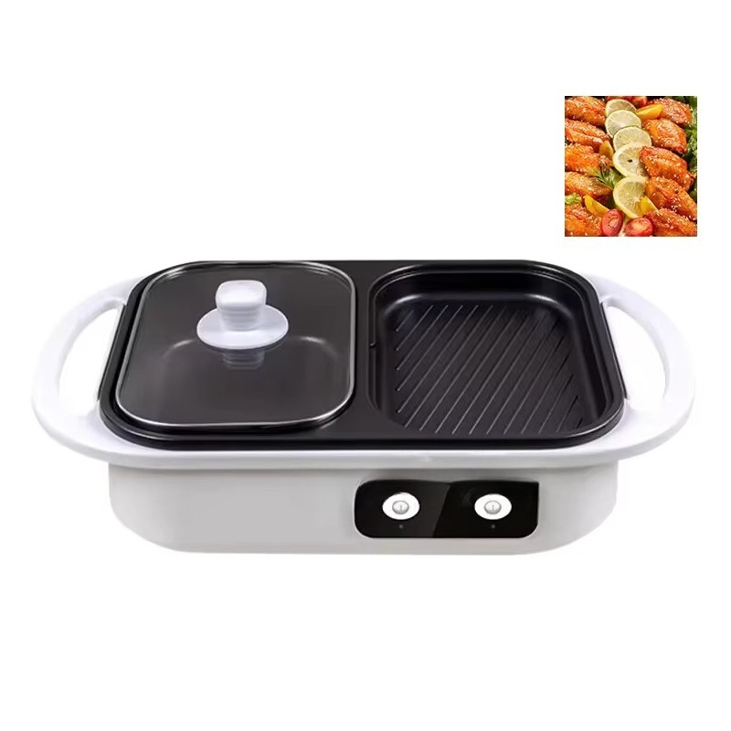 Camping Cooking Electric - Non-stick barbecue hot pot multi-functional two-in-one