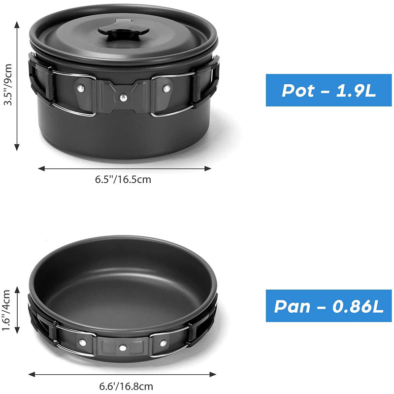 Camping Cooking Kettle - 1 Set Outdoor Pot Pan Camping