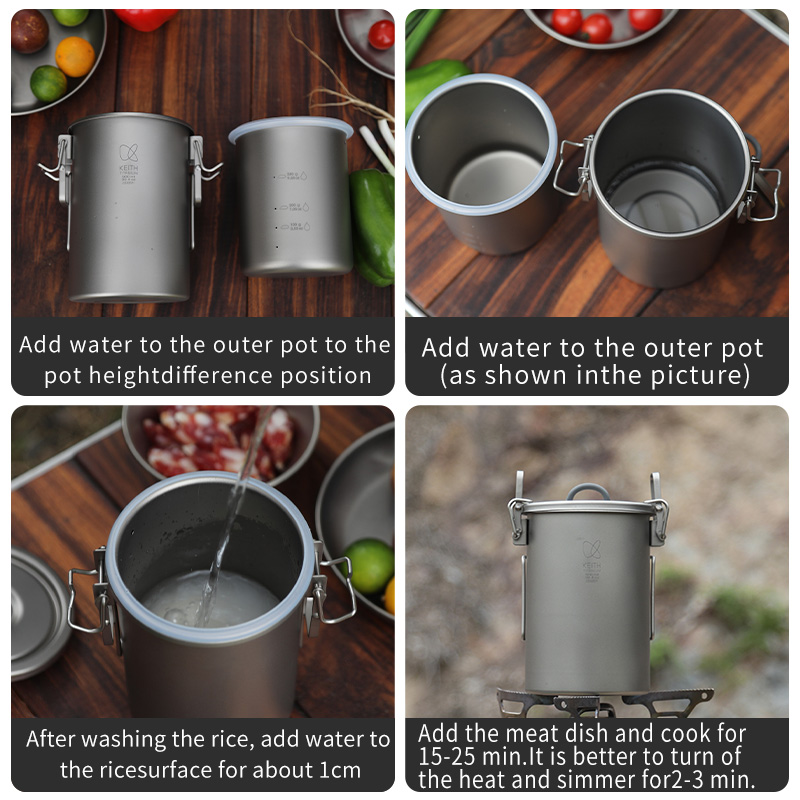 KEITH Pure Titanium Rice Cooke - Camping Cooking Accessories ulasan dan harga