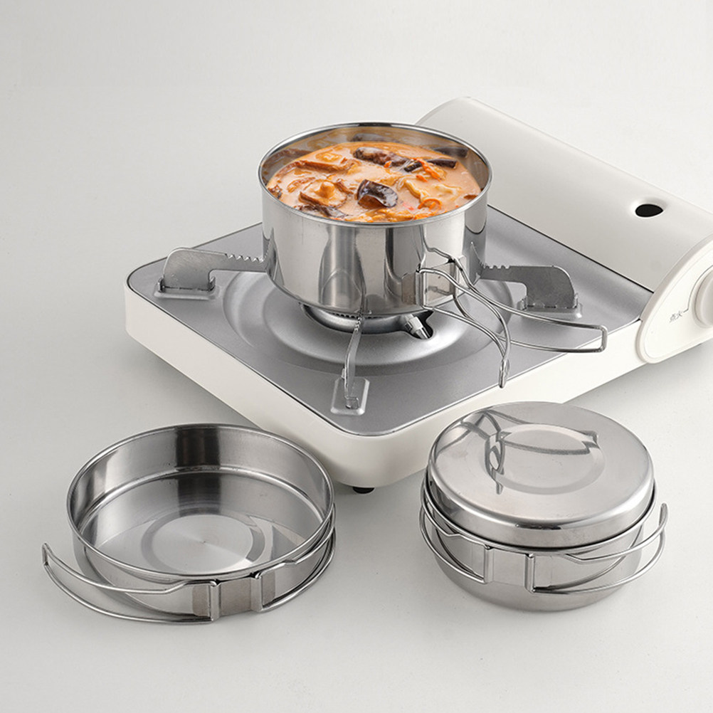 1Set Stainless Steel Camping C - Camping Cooking Pan ulasan dan harga