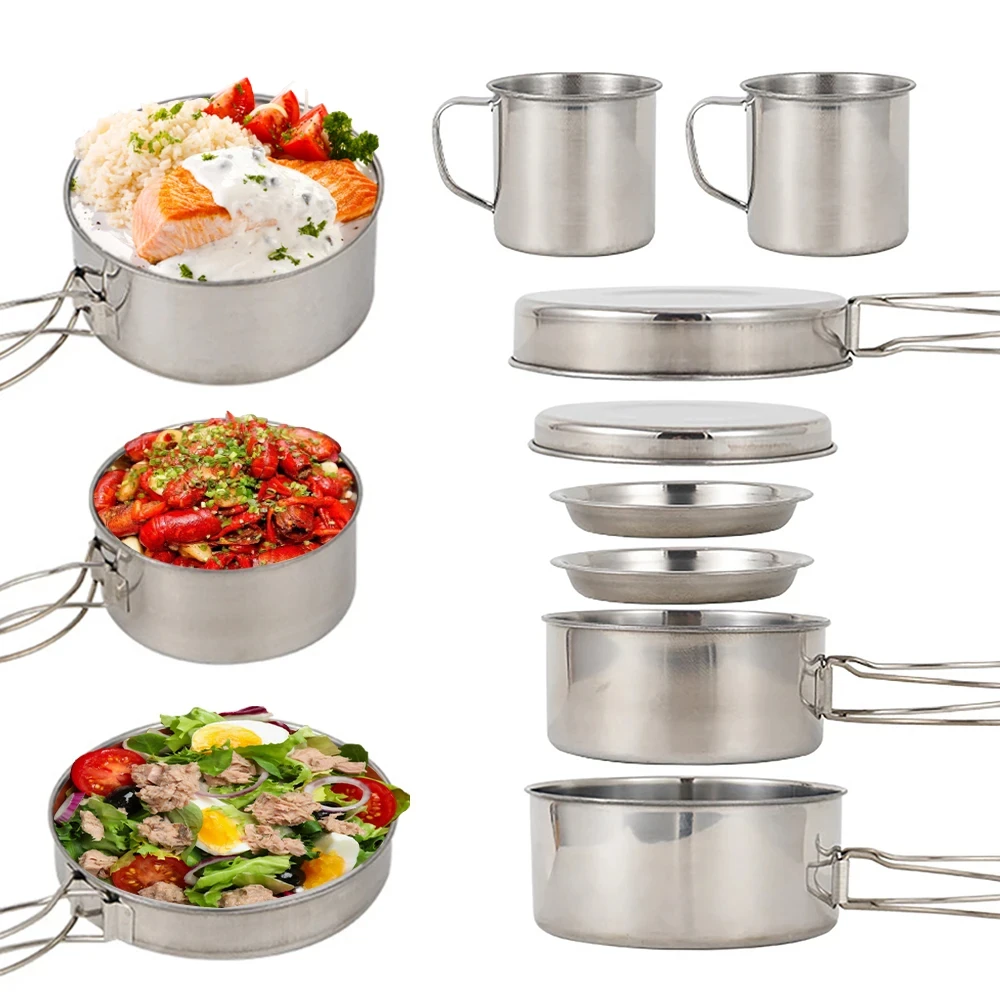 8pcs/Set Camping Cookware Mess - Camping Cooking Utensils Storage ulasan dan harga