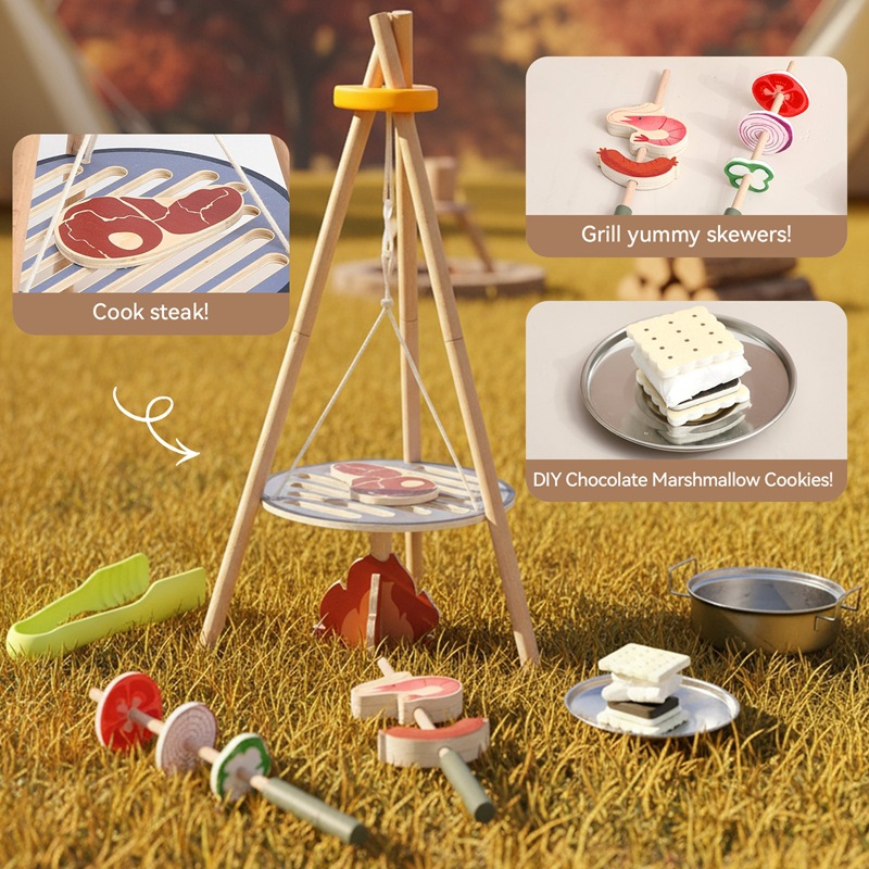 Wooden Kids Camping Barbecue T - Camping Cooking Kids ulasan dan harga