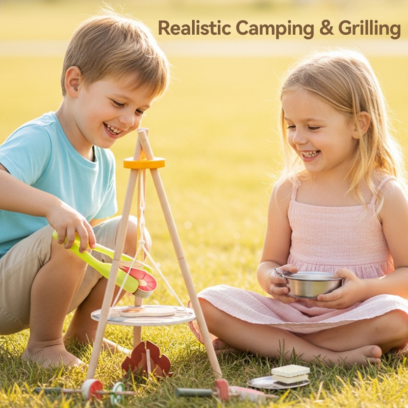 Wooden Kids Camping Barbecue T - Camping Cooking Kids ulasan dan harga