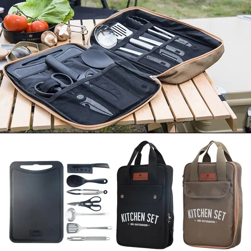 8pcs Camping Kitchen Cookware  - Camping Cooking Utensils Storage ulasan dan harga