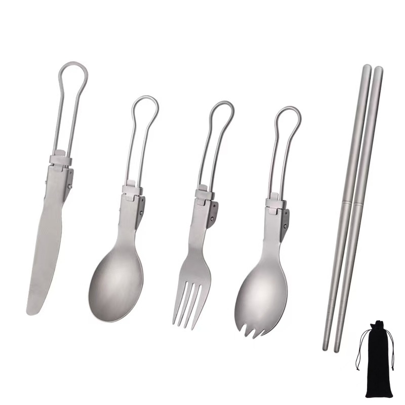 Titanium Foldable Utensil Set  - Camping Cooking Set Lightweight ulasan dan harga