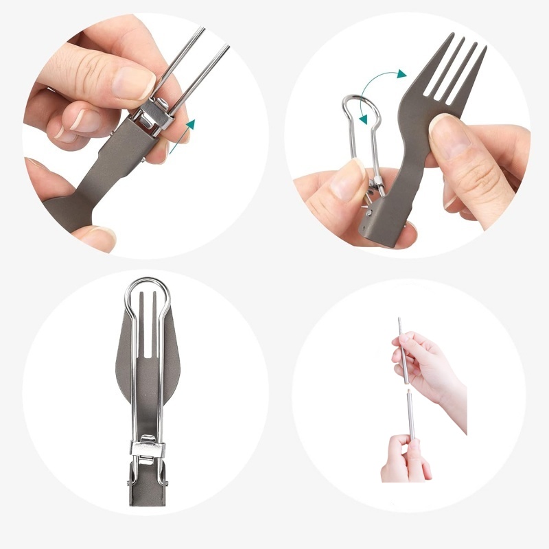 Titanium Foldable Utensil Set  - Camping Cooking Set Lightweight ulasan dan harga