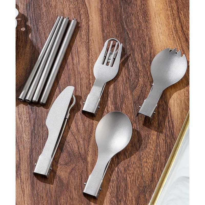 Titanium Foldable Utensil Set  - Camping Cooking Set Lightweight ulasan dan harga