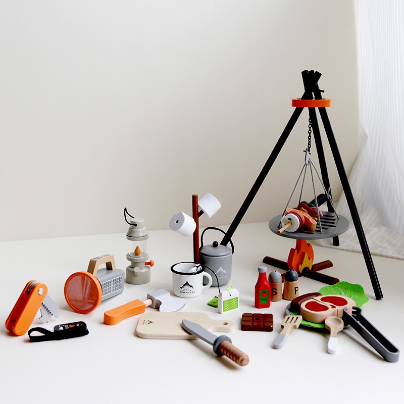 Wooden Camping Pretend Play Se - Camping Cooking Kids ulasan dan harga