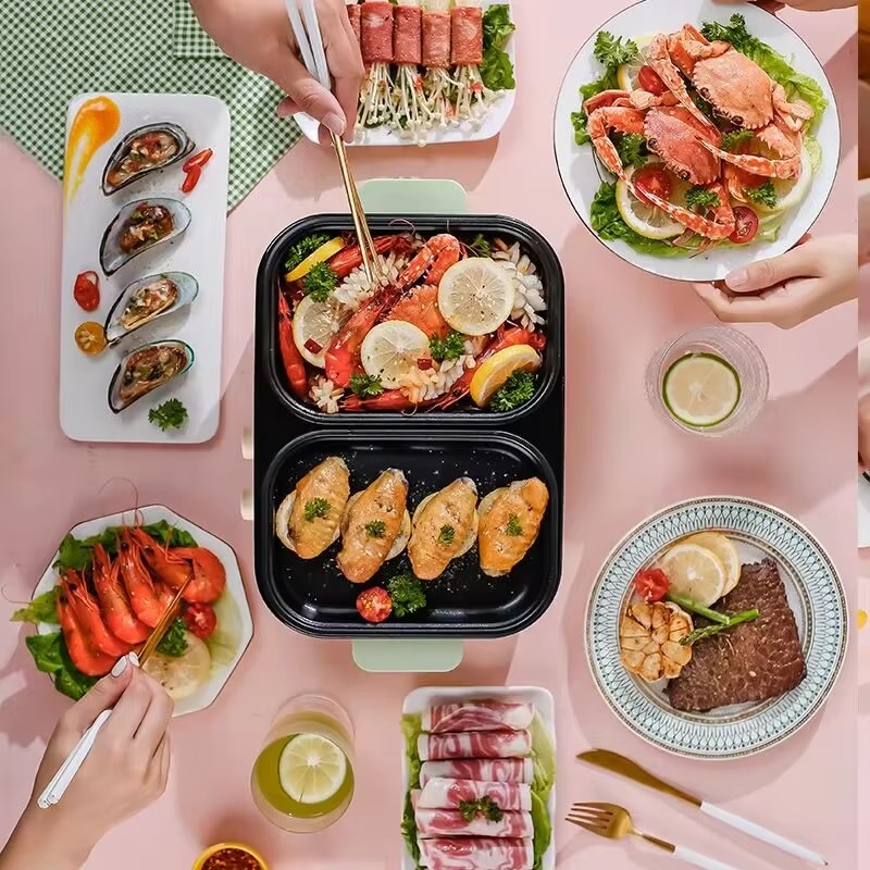 Non-stick barbecue hot pot mul - Camping Cooking Electric ulasan dan harga