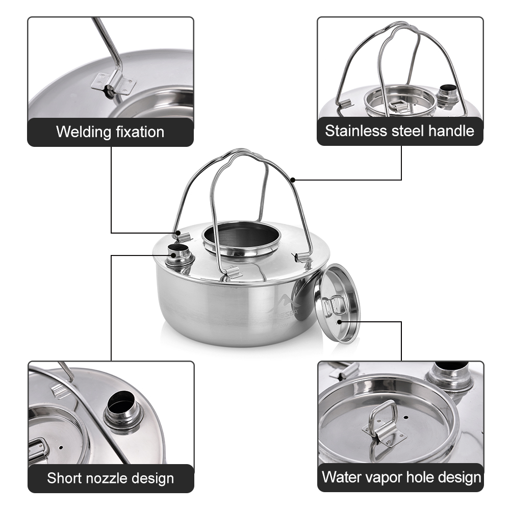 Widesea Camping Outdoor 1.7L S - Camping Cooking Kettle ulasan dan harga