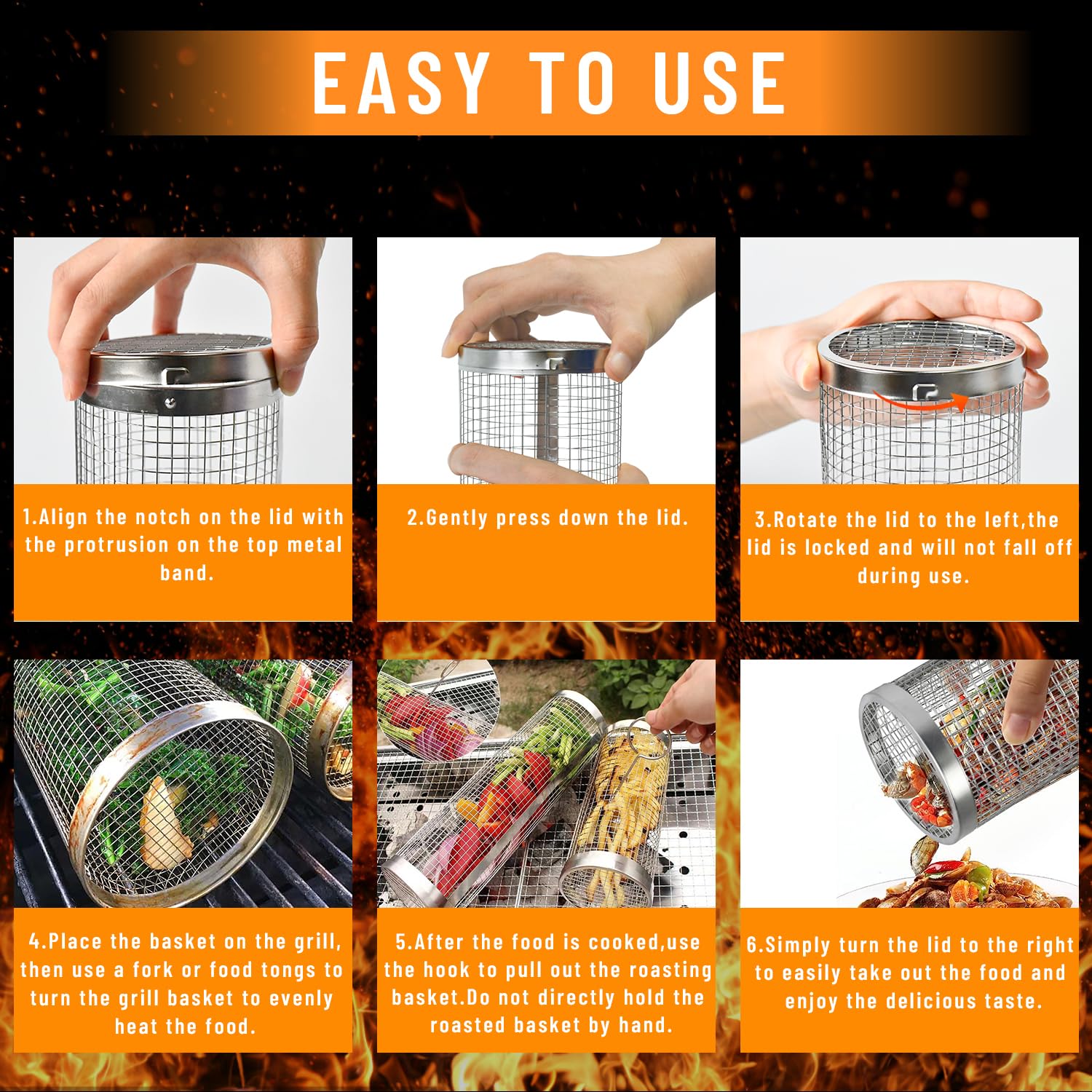 2 Pieces Rolling Grilling Bask - Camping Cooking Utensils Storage ulasan dan harga