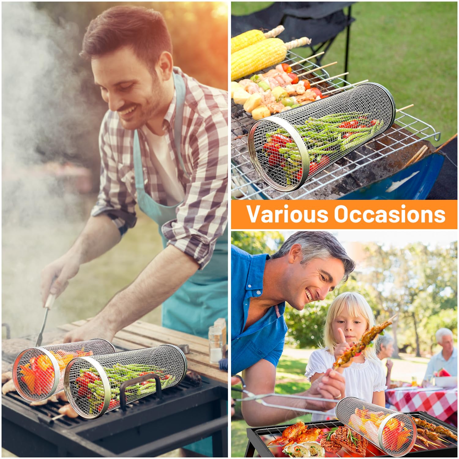 2 Pieces Rolling Grilling Bask - Camping Cooking Utensils Storage ulasan dan harga
